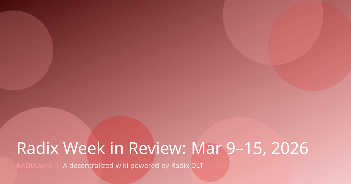 Radix Week in Review: Mar 9–15, 2026